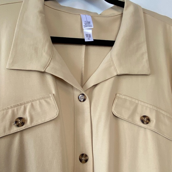 MarlaWynne Women's Almond Shirt Jacket 2X 3/4 Kimono Sleeve Minimalist Neutral - Picture 3 of 16